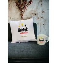 Elektrik Mühendisine Hediye Kupa Bardak ve Yastık Set 001 (Beyaz)