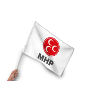 Sopalı MHP Parti Bayrağı (100 Adet) 1. Kalite Raşel Kumaş 50x75 cm