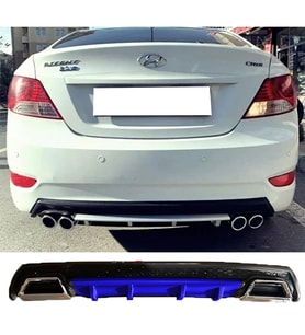 Hyundai Accent Blue Mavi Difüzör Çiftli Kare Egzoz Görünümlü D Tip Difizör