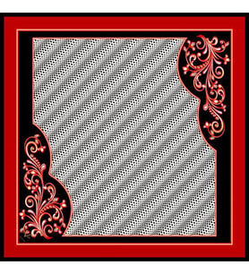 Geometrik Desen Black Seri Twill Eşarp Eşarp Askısı ile Birlikte 90x90 cm Siyah 