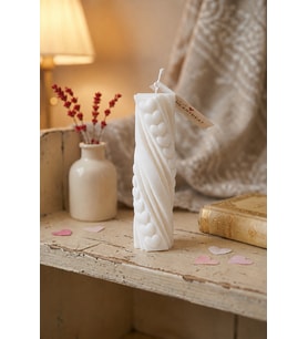 Ritmik Kalpler Mum - Mumelia Candles Doğal Soya, El Yapımı, Dekoratif - Beyaz
