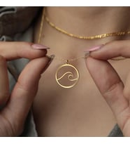 Minimalist Tasarım Dalga Model Kolye 925K Gümüş Kadınlara Özel Hediye (Gold)