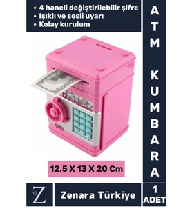 Yüksek Kaliteli Dekoratif Değiştirilebilir Şifreli Sesli Işıklı Uyarı Kağıt Madeni Para ATM KUMBARA