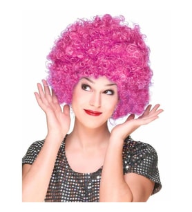 Fuşya Renk Kıvırcık Afro Bonus Peruk Saç Parti Peruğu (5343)