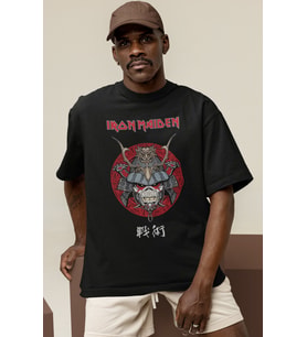 Tasarım Iron Maiden Rock Metal Müzik Grubu Baskılı Unisex Oversize Tişört