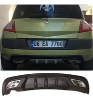 Renault Megane 2 HB Difüzör Difizör Siyah + Kare Egzoz Görünüm C Tip