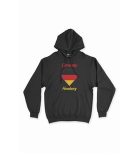 Hamburg Almanya  Bayraklı Kalpli Siyah Sweatshirt Hoodie