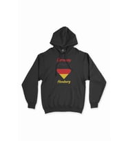 Hamburg Almanya  Bayraklı Kalpli Siyah Sweatshirt Hoodie