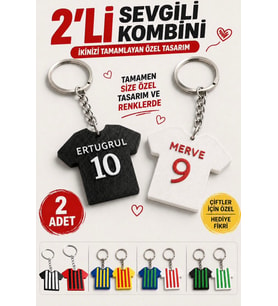 Kişiye Özel 2 Adet Çubuklu Forma Anahtarlık – İsim, Numara ve Renk Tamamen Sana Özel - (8 Renk Seçeneği)