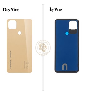 General Mobile Gm 22 Gold Arka Kapak Arka Cam Batarya Kapağı Lazer Kesim Kapak Pil Kapağı Back Cover
