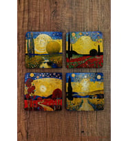 Doğal Taş Bardak Altlığı 4'lü Set 10x10x1 cm Yapay Zeka Desenleri -Stone Coasters