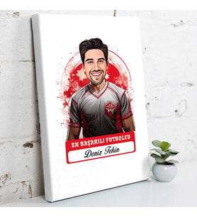 Kişiye Özel Hediye Karikatürlü En Başarılı Erkek Futbolcu Kanvas Tablo