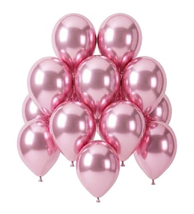 Açık Pembe Renk Lateks krom Balon (30 cm) - 12 Adet