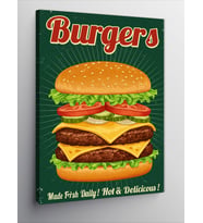 Kanvas Tablo Retro Burger Posteri