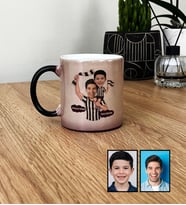 Kişiye Özel Karikatürlü Siyah Beyaz Taraftar Baba Oğul Kupa Bardak Babalar Günü Hediyesi