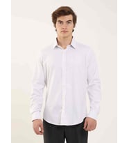Gri Erkek Slim Fit Çizgili Klasik Yaka Uzun Kol Gömlek