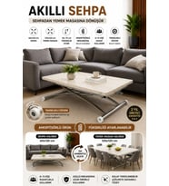 Juppo Üst Tabla Mdf Traverten Oval Köşe Alt Mekanizma Sağlam Metal Komple