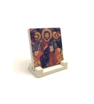 Kapadokya Göreme Karanlık Kilise Freski - Deesis Baskılı Taş Masaüstlük 10X10