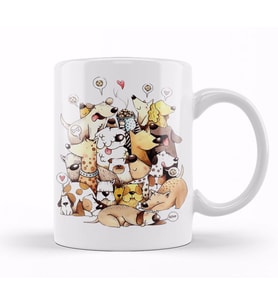 Dogs Pug Köpek Kupa Bardak Porselen