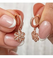 ​Gümüş Sallantılı Rose Çiçek Kadın Küpe  SL7943