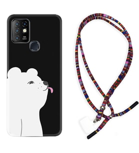 INFINIX Hot 8 9 10 11S Hot 10 Play 10T Kılıf Boyun Asklı Rasta Silikon Panda Sevimli 1738