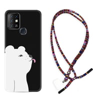 INFINIX Hot 8 9 10 11S Hot 10 Play 10T Kılıf Boyun Asklı Rasta Silikon Panda Sevimli 1738