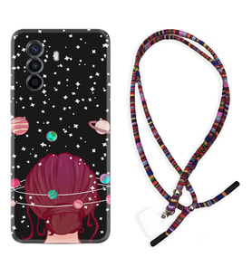 Huawei Nova Y70 Y90 Nova 9 SE  Kılıf Boyun Asklı Rasta Silikon Space Woman 1311