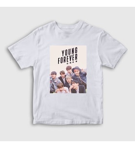 Presmono Unisex Çocuk Beyaz Young Forever K-Pop Monsta X T-Shirt 275312tt