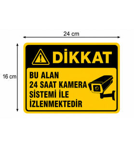 Bu Alan Kamera ile izlenmektedir 30x42 Cm A3 Boyut Folyo Baskı Sticker, Kamera Uyarı Levhası
