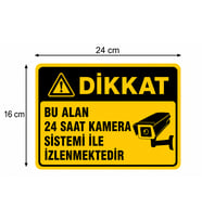 Bu Alan Kamera ile izlenmektedir 30x42 Cm A3 Boyut Folyo Baskı Sticker, Kamera Uyarı Levhası