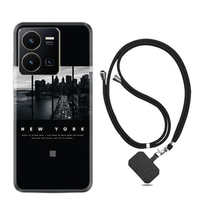 Vivo Y22 Kılıf Silikon Boyun Askılı İpli Desenli Silikon New York 1612