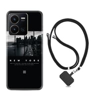 Vivo Y22 Kılıf Silikon Boyun Askılı İpli Desenli Silikon New York 1612