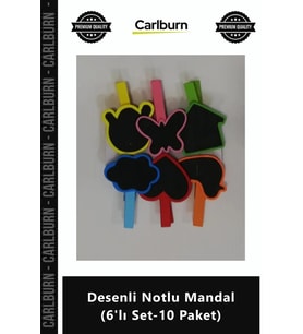 Özel Üretim Ahşap Dekoratif Hediyelik Notluk Etiketlik Desenli Notlu Mandal 6'lı Set10 Paket