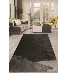 Dijital Kaymaz Taban Yıkanabilir Modern Renkli Salon Halısı Mutfak Halısı Yolluk ND-HT-923 (Siyah)