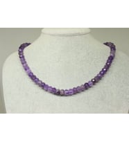 Ametist Taşı Rondela Faset Kesim Kolye 8*6mm (Klipsli)
