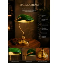 YENİ BANKER GOLD YEŞİL CAMLI MASA LAMBASI
