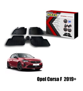 Opel Corsa F Havuzlu 3D Paspas Niken Siyah 2019+ sonrası uyumlu