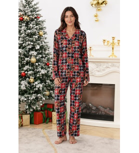 Kadın 0363 Süet Düğmeli Pijama Takımı