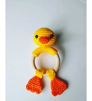 Ördek Diş Kaşıyıcı Çıngırak Amigurumi Organik Oyuncak