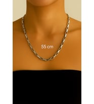Gümüş Renk Cubixs Küp Model Zincir Unisex Çelik Kolye - 3343