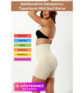 İz Göstermeyen Kaymaz Silikon Dikleştirici Şekillendirici Sıkılaştırıcı Toparlayıcı Mini Şort Korse