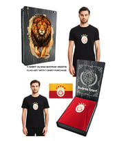 Galatasaray Orijinal Lisanslı Armalı T-Shirt Bayrak ve UV Kutu Hediyeli (Siyah)