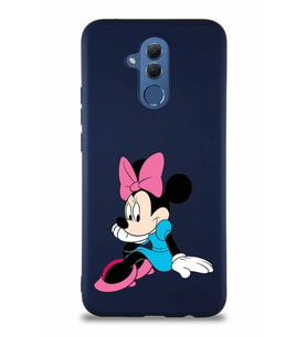 Huawei Mate 20 Lite Soft Premier Kapak Minnie Mouse-E Tasarımlı Silikon Kılıf - Lacivert (Şeffaf)