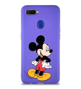 Oppo AX7 Soft Premier Kapak Mickey Mouse-D Tasarımlı Silikon Kılıf - Mor (Şeffaf)