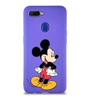Oppo AX7 Soft Premier Kapak Mickey Mouse-D Tasarımlı Silikon Kılıf - Mor (Şeffaf)