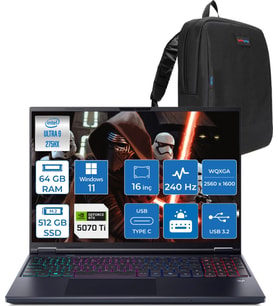 Acer Predator Helıos Neo 16 Aı Core™ Ultra 9 275HX 64GB Ddr5 512GB SSD 12GB/RTX5070Tİ/170W Gddr7 16inç Qhd+ 2560 x 1600 240Hz IPS WIN11HOME Gaming BILG.NHQX2EY002H17+ZETTAÇANTA
