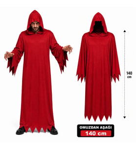 Yetişkin Kırmızı Kapüşonlu Cellat Hayalet Kostümü 140 cm (5680)