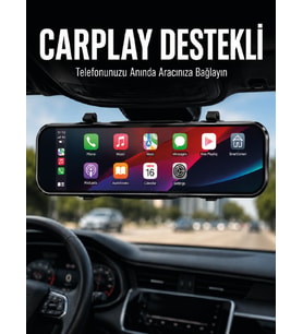 Ayna Carplay Araç İçi 9.66 İnç IPS Ekran Geri Görüş Kamerası Destekli