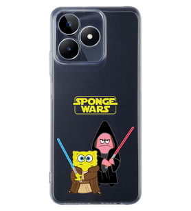 Realme C53 Uyumlu Sunger Bob Star Wars Desenli Şeffaf Telefon Kılıfı