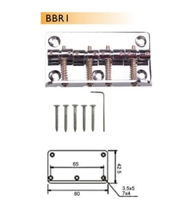 Valencia BBR1CR Bas Gitar Köprüsü Krom (Dr. Parts)  4 Telli - 80mm - Vintage Tip